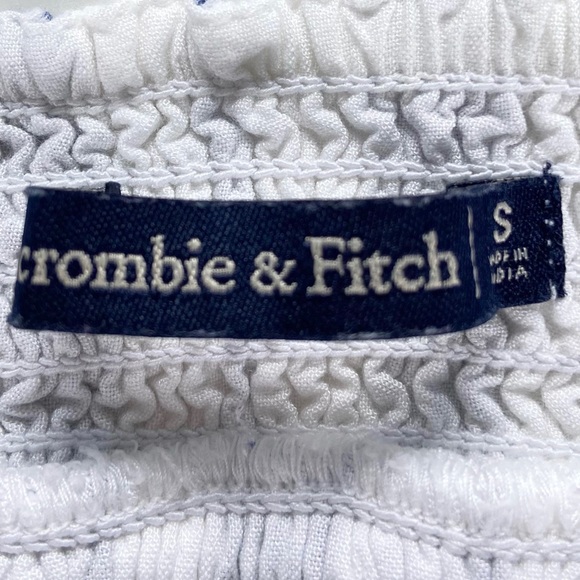 Abercrombie & Fitch Shirt Women’s Size Small Sleeveless Crop Tank Top Blue White - Picture 3 of 8